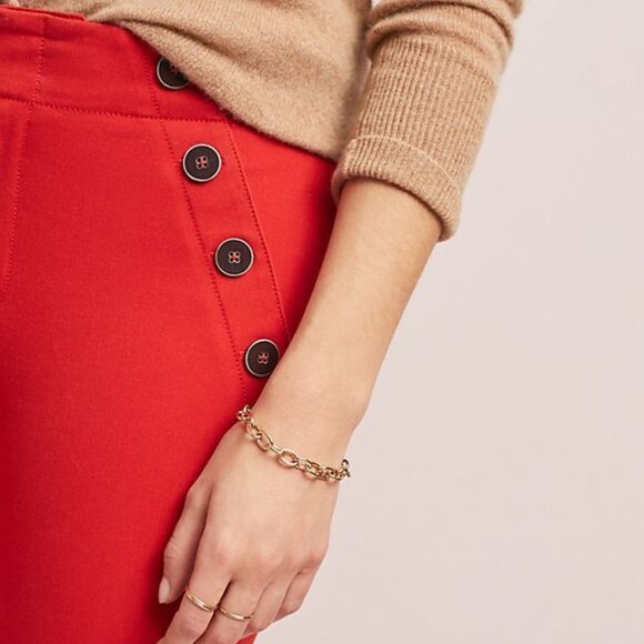 ANTHROPOLOGIE The Essential Slim Trousers Red Ankle Sailor Pants - Picture 5 of 12